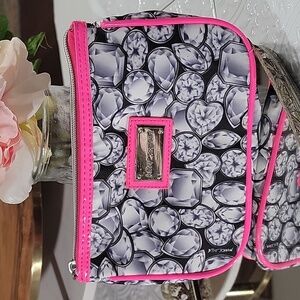 Betsey Johnson Diamond Pattern Cosmetic Toiletries Travel Pouch